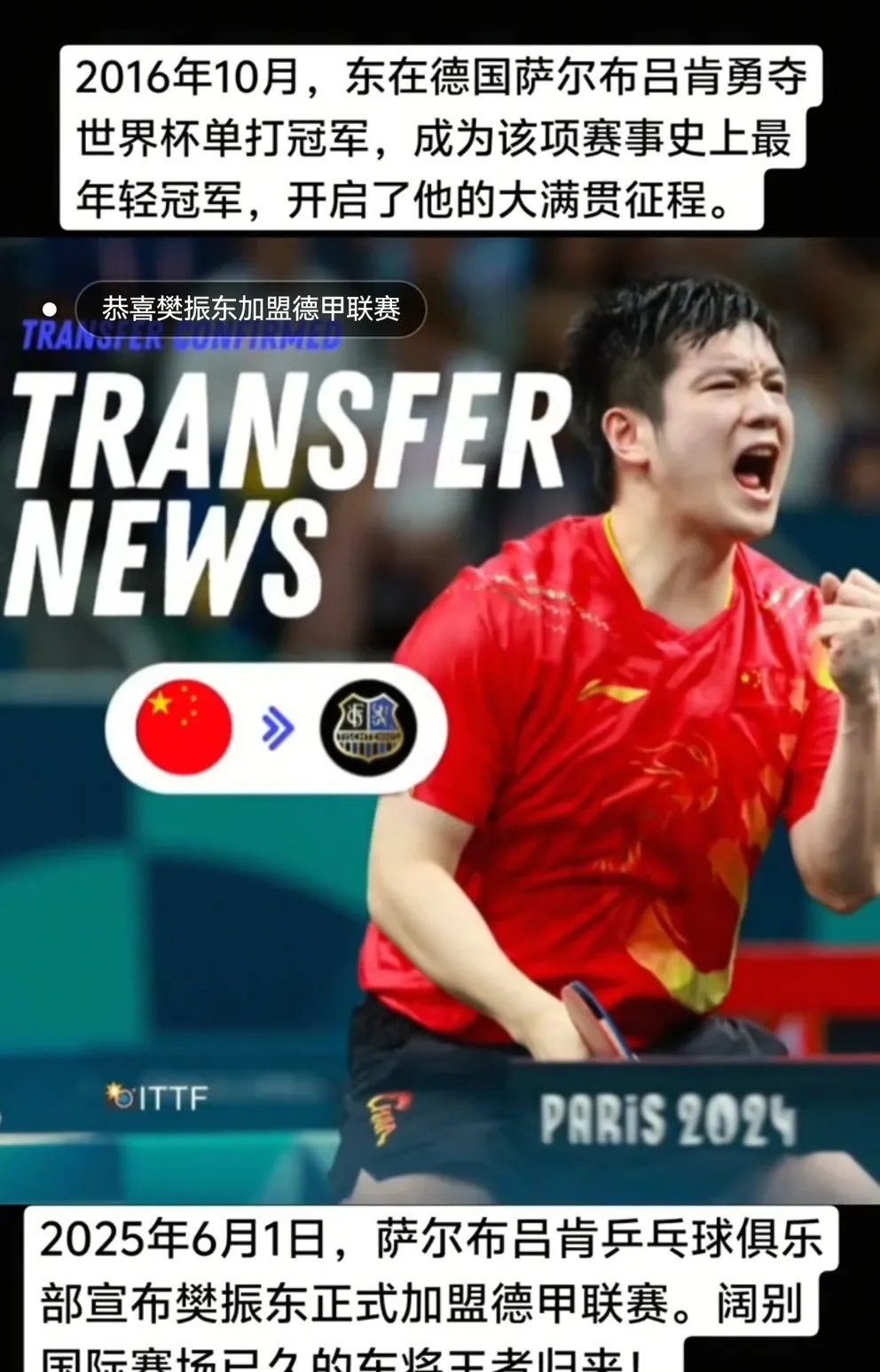 开云官网-关于德国乒乓球队绝杀中国乒乓球队，樊振东高光表现的信息